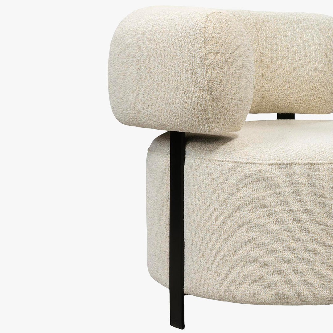 NAYA Fauteuil design en tissu beige et métal noir - Fauteuils - Mobilier Deco