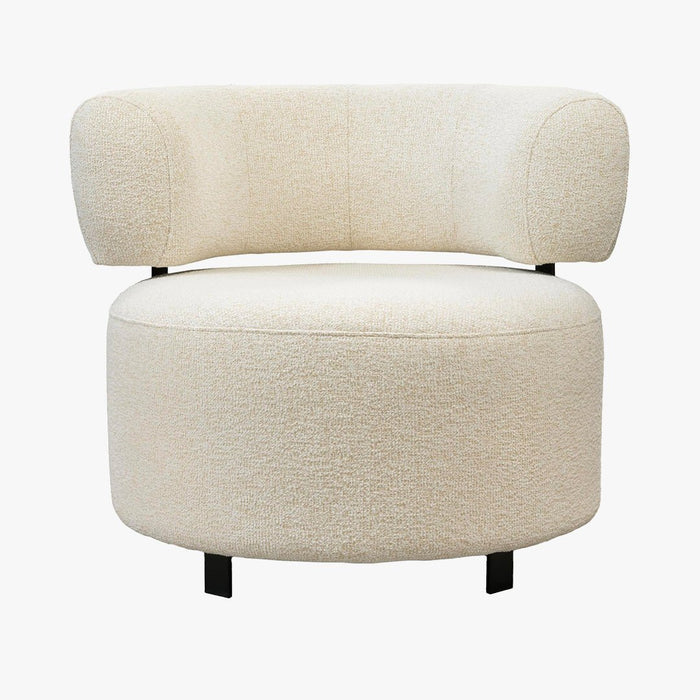NAYA Fauteuil design en tissu beige et métal noir