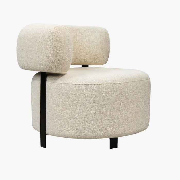 NAYA Fauteuil design en tissu beige et métal noir