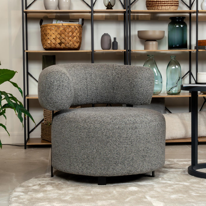 NAYA Fauteuil design en tissu gris et métal noir