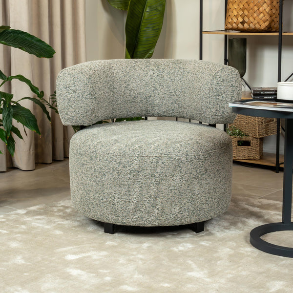 NAYA Fauteuil design en tissu vert et métal noir