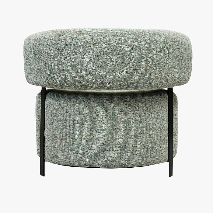 NAYA Fauteuil design en tissu vert et métal noir