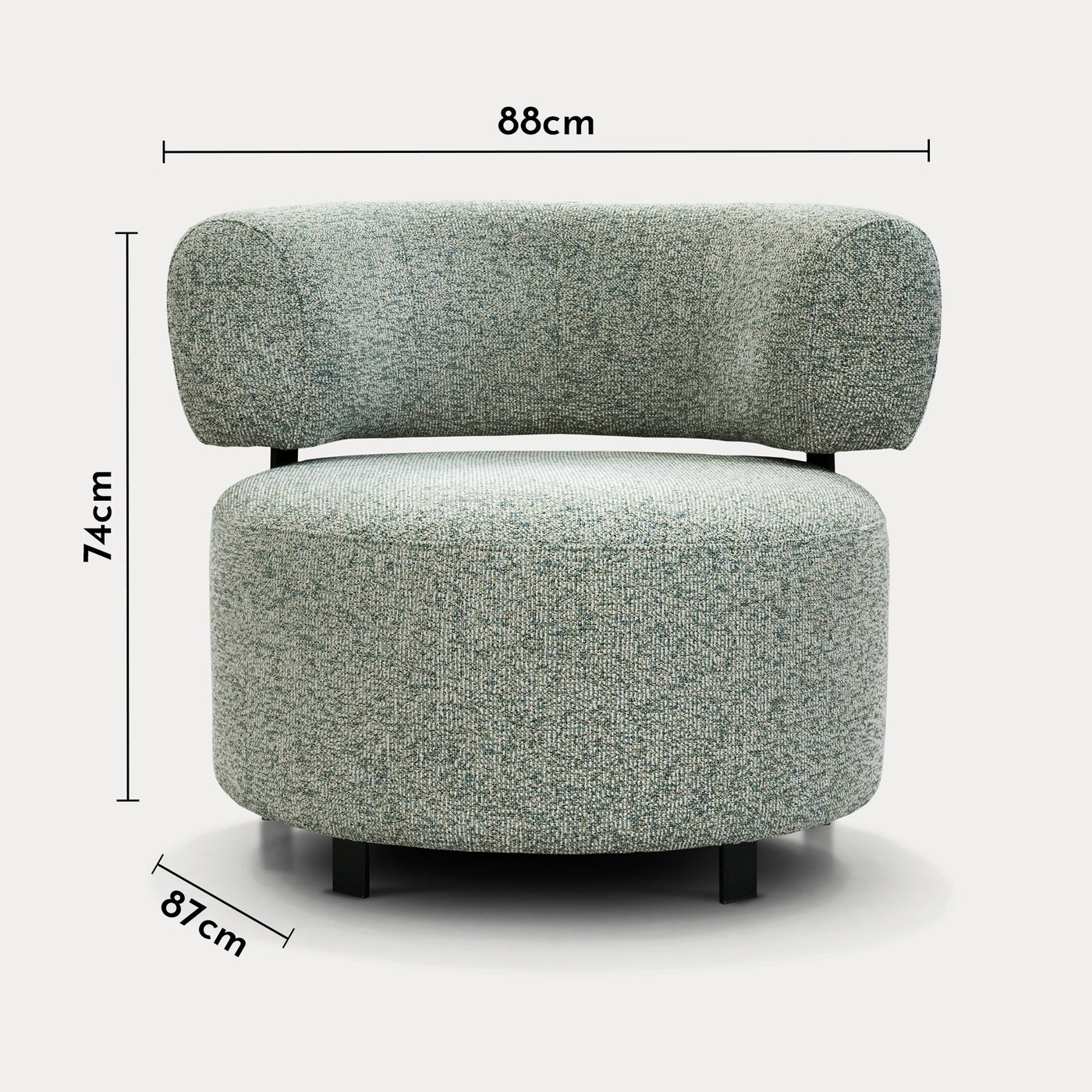 NAYA Fauteuil design en tissu vert et métal noir