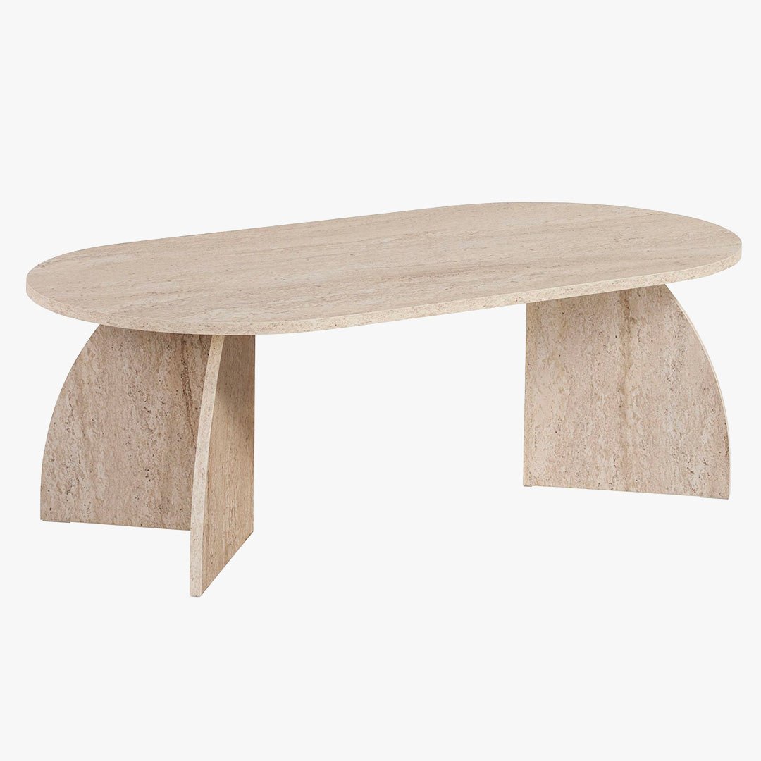 NAYALI Table basse ovale beige 120 cm - Table basse - Mobilier Deco