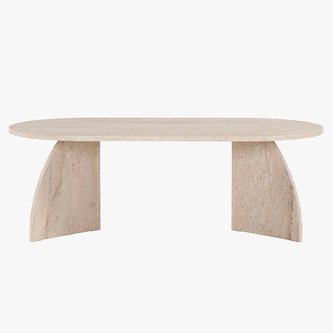 NAYALI Table basse ovale beige 120 cm - Table basse - Mobilier Deco