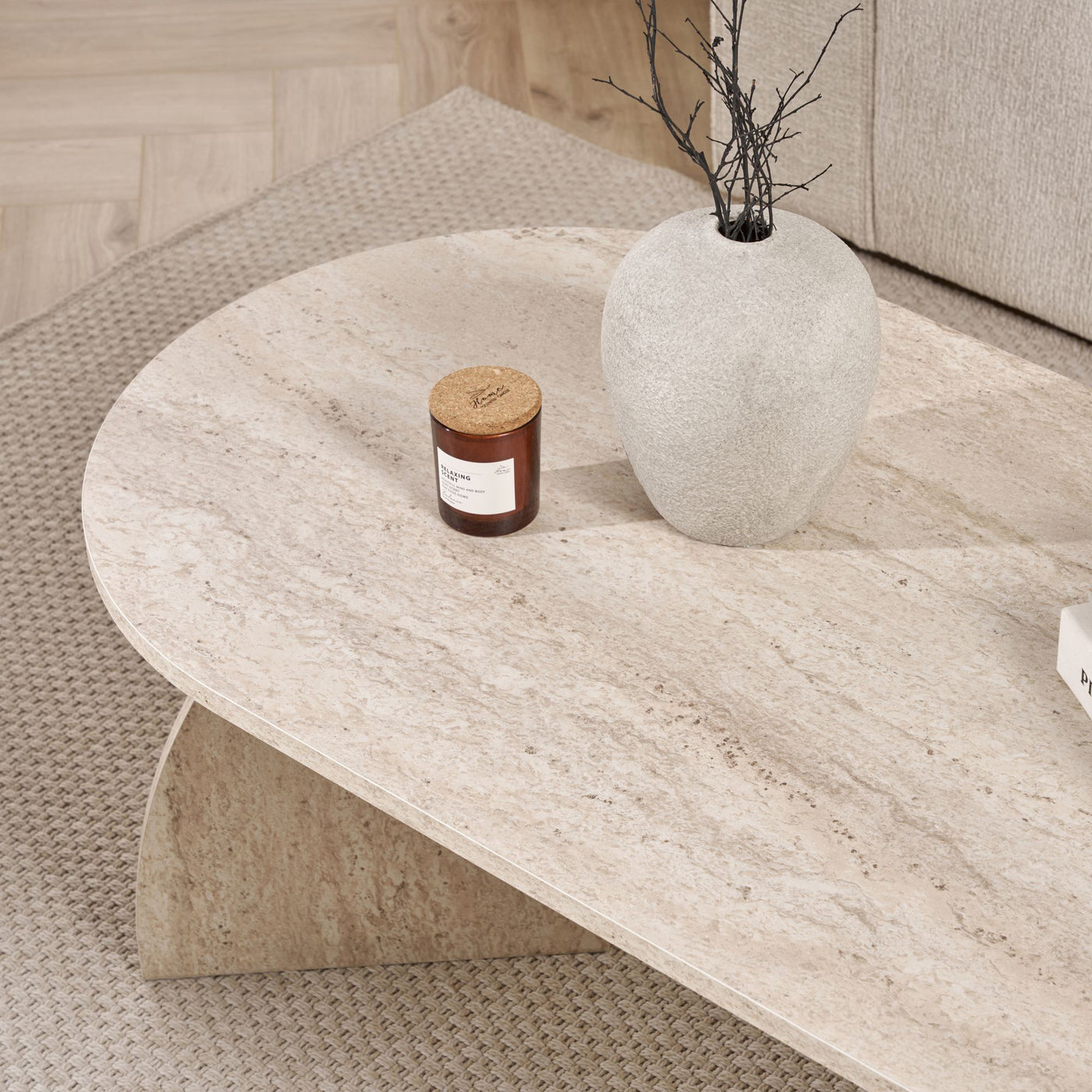 NAYALI Table basse ovale beige 120 cm