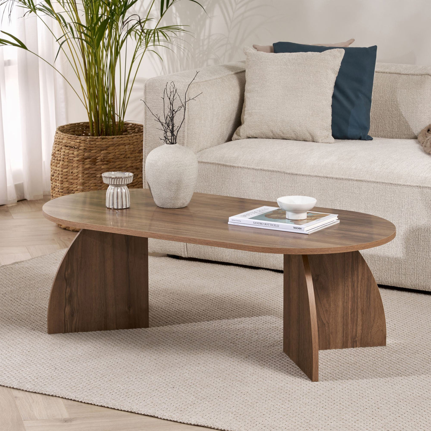 NAYALI Table basse ovale couleur bois foncé 120 cm - Table basse - Mobilier Deco