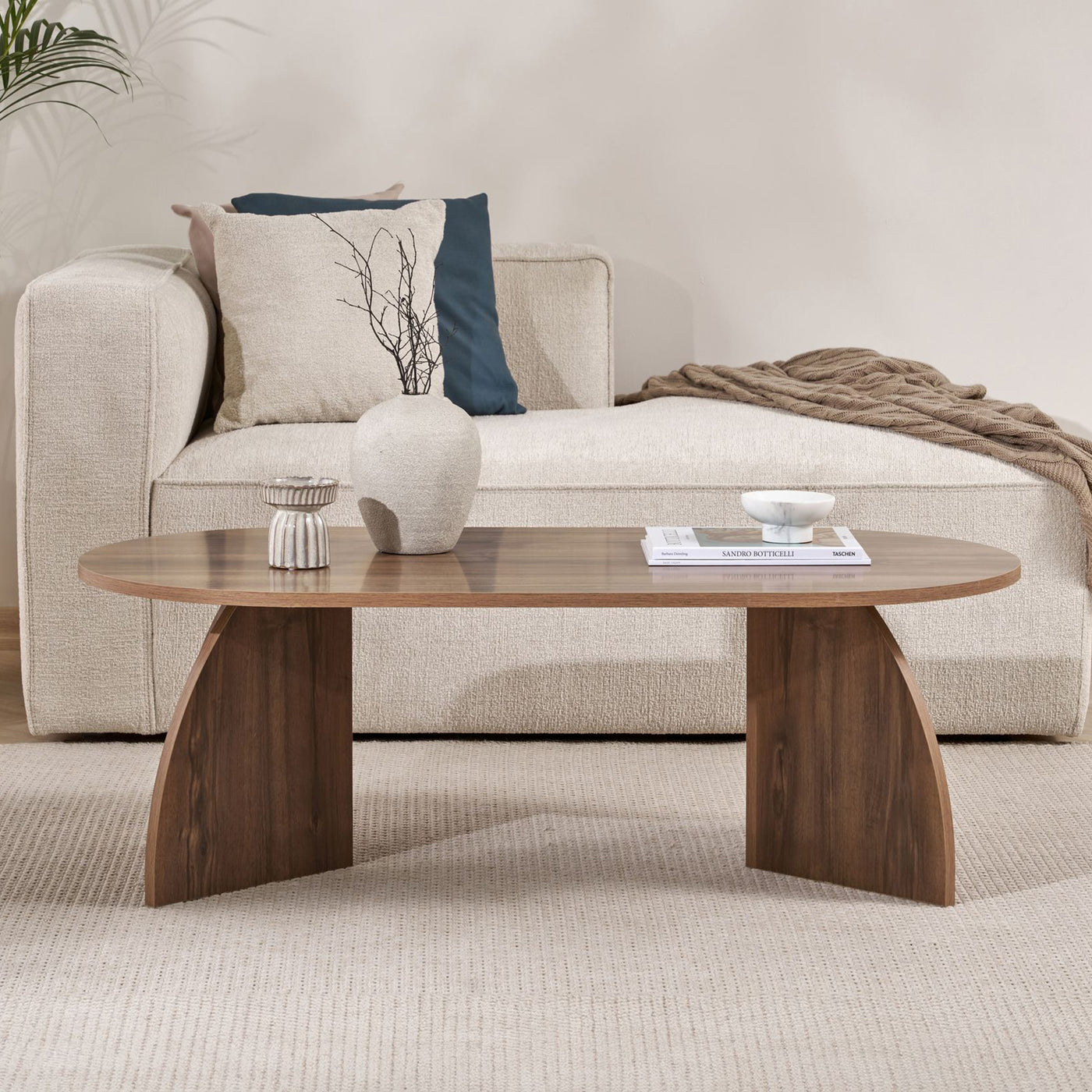NAYALI Table basse ovale couleur bois foncé 120 cm