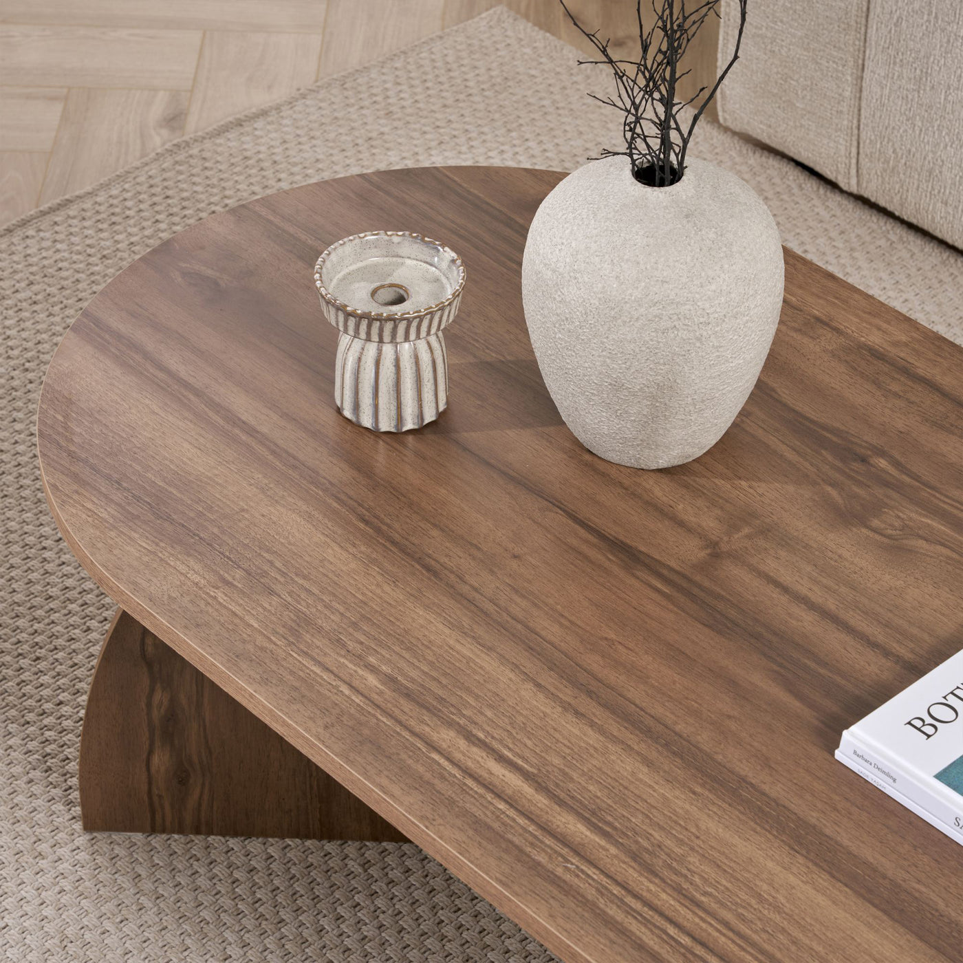NAYALI Table basse ovale couleur bois foncé 120 cm