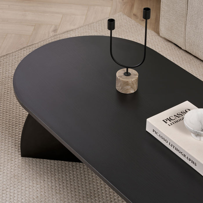 NAYALI Table basse ovale couleur bois noir 120 cm