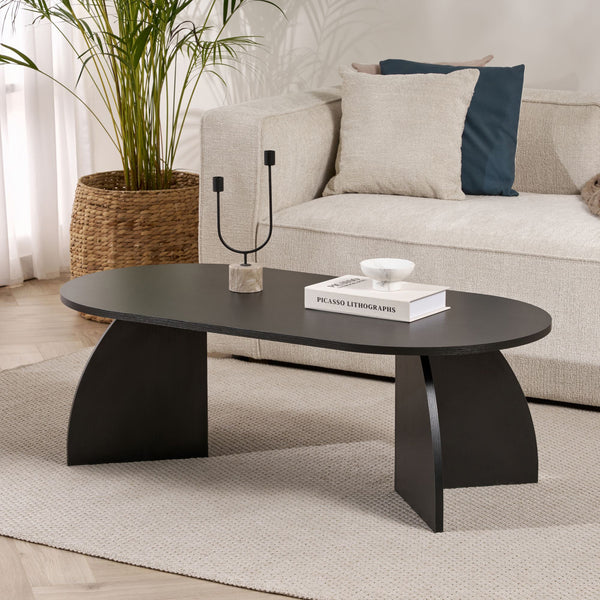 NAYALI Table basse ovale couleur bois noir 120 cm