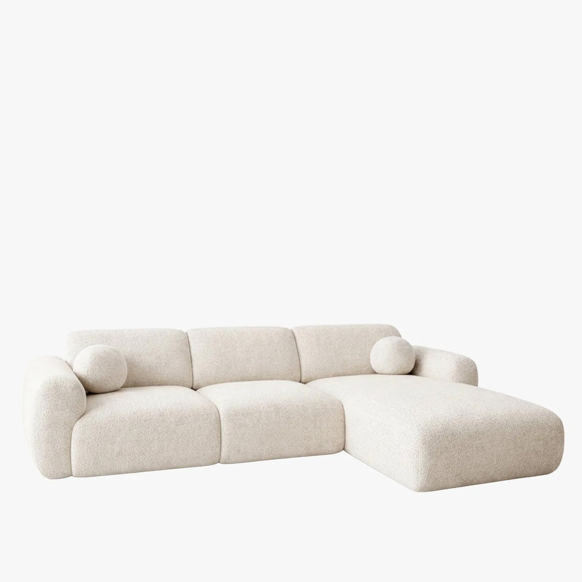 NAYLA Canapé d'angle en tissu beige - Angle droit - Canapés d'angle - Mobilier Deco