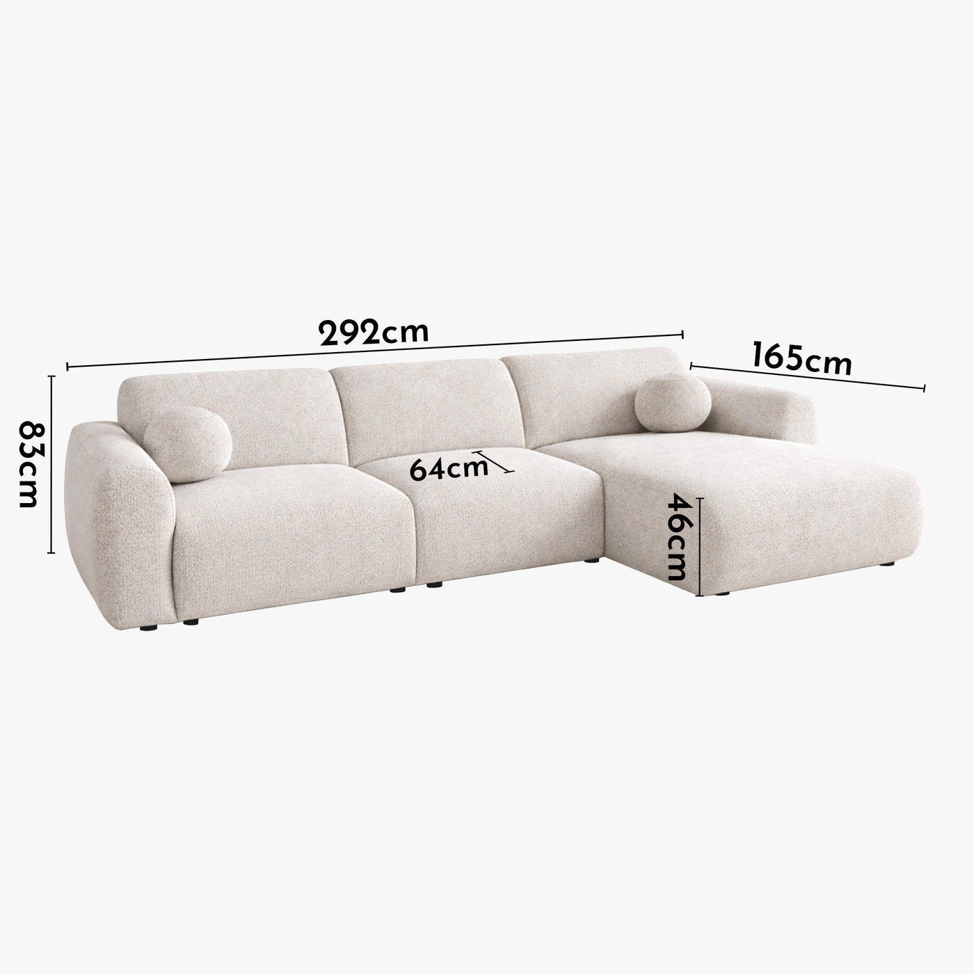 NAYLA Canapé d'angle en tissu beige - Angle droit - Canapés d'angle - Mobilier Deco