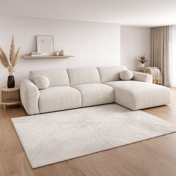 NAYLA Canapé d'angle en tissu beige - Angle droit