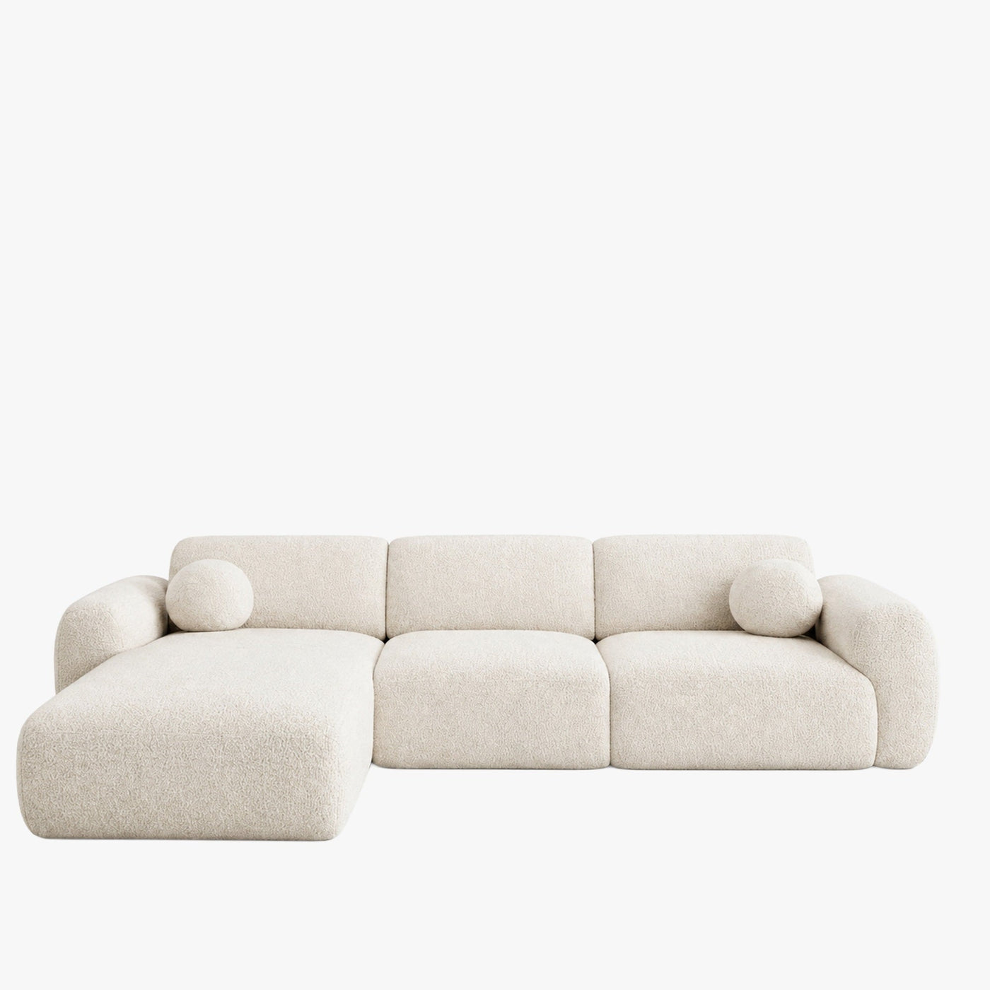 NAYLA Canapé d'angle en tissu beige - Angle gauche - Canapés d'angle - Mobilier Deco