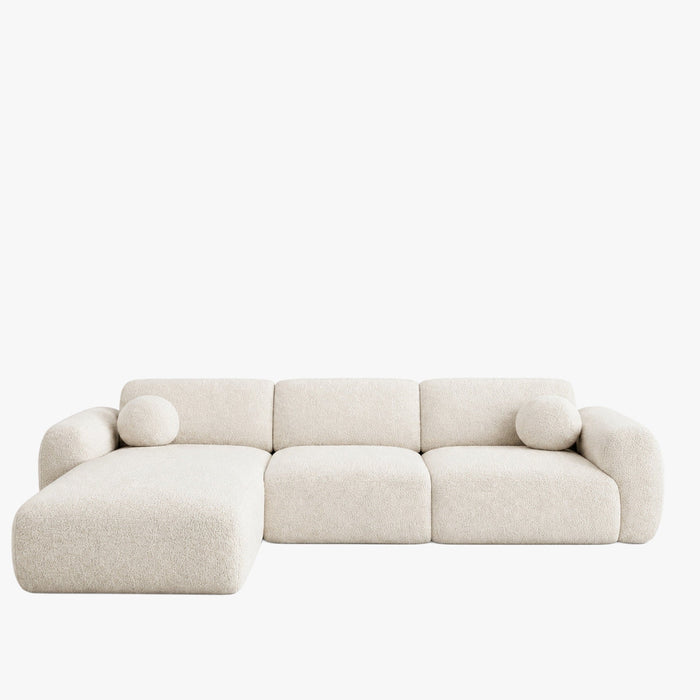NAYLA Canapé d'angle en tissu beige - Angle gauche