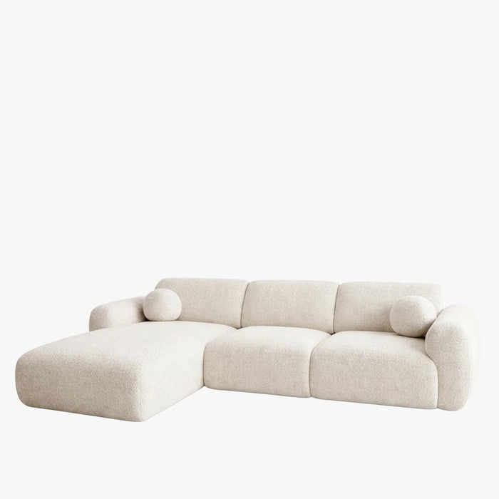 NAYLA Canapé d'angle en tissu beige - Angle gauche
