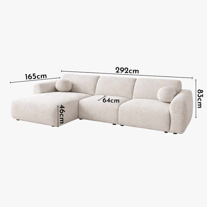 NAYLA Canapé d'angle en tissu beige - Angle gauche