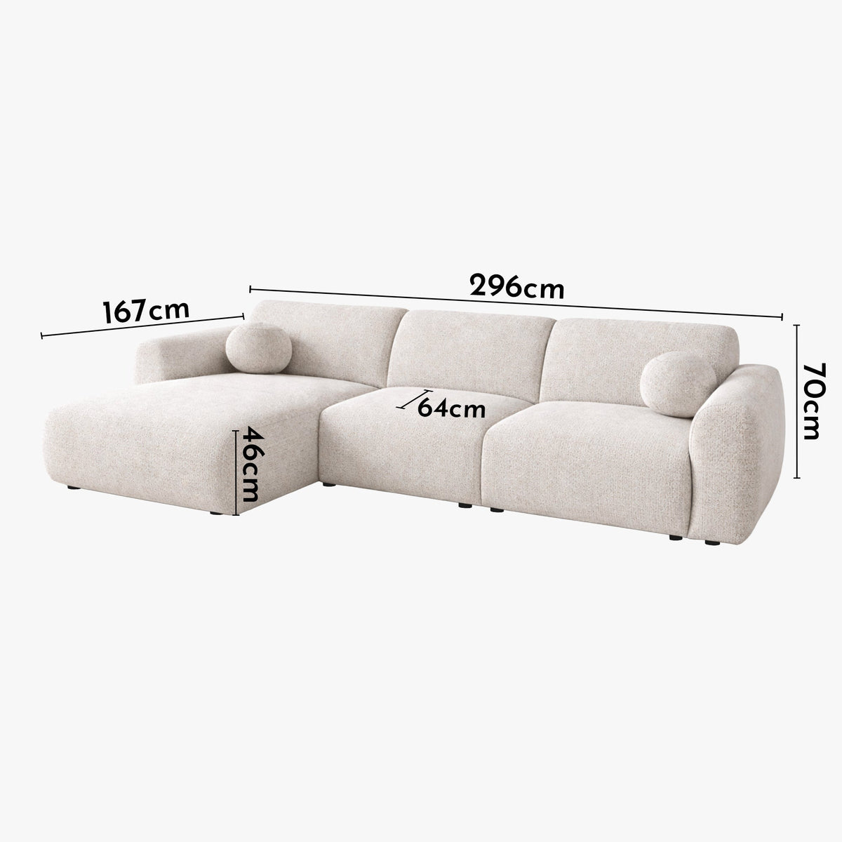 NAYLA Canapé d'angle en tissu beige - Angle gauche - Canapés d'angle - Mobilier Deco