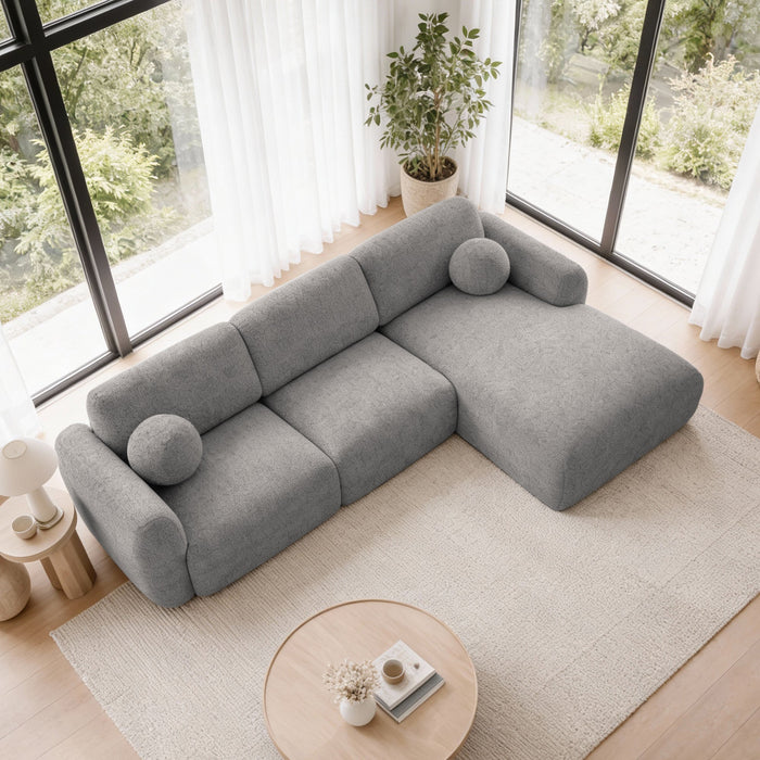 NAYLA Canapé d'angle en tissu gris  - Angle droit