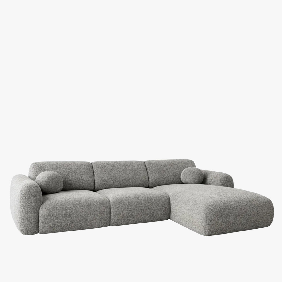 NAYLA Canapé d'angle en tissu gris - Angle droit - Canapés d'angle - Mobilier Deco