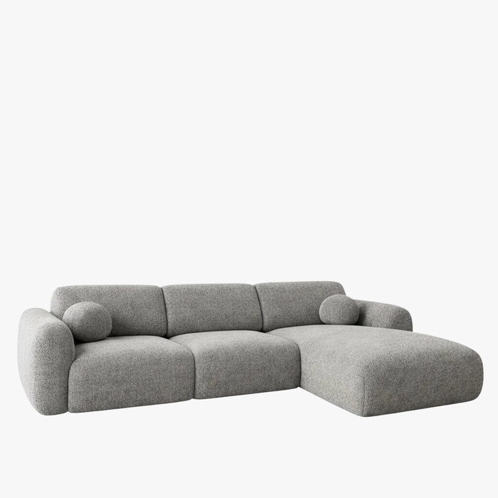 NAYLA Canapé d'angle en tissu gris  - Angle droit