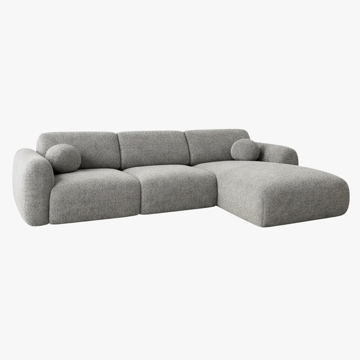 NAYLA Canapé d'angle en tissu gris  - Angle droit