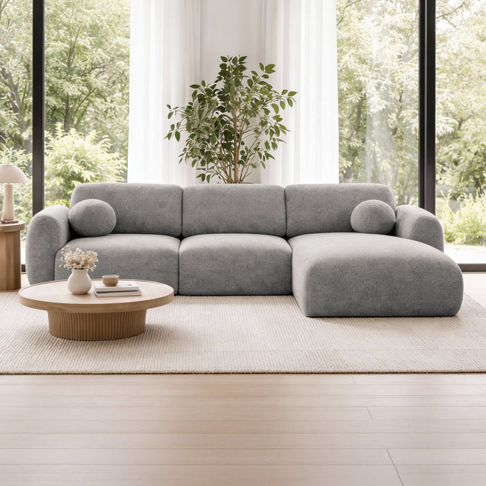 NAYLA Canapé d'angle en tissu gris  - Angle droit