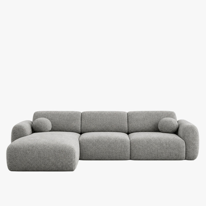 NAYLA Canapé d'angle en tissu gris - Angle gauche