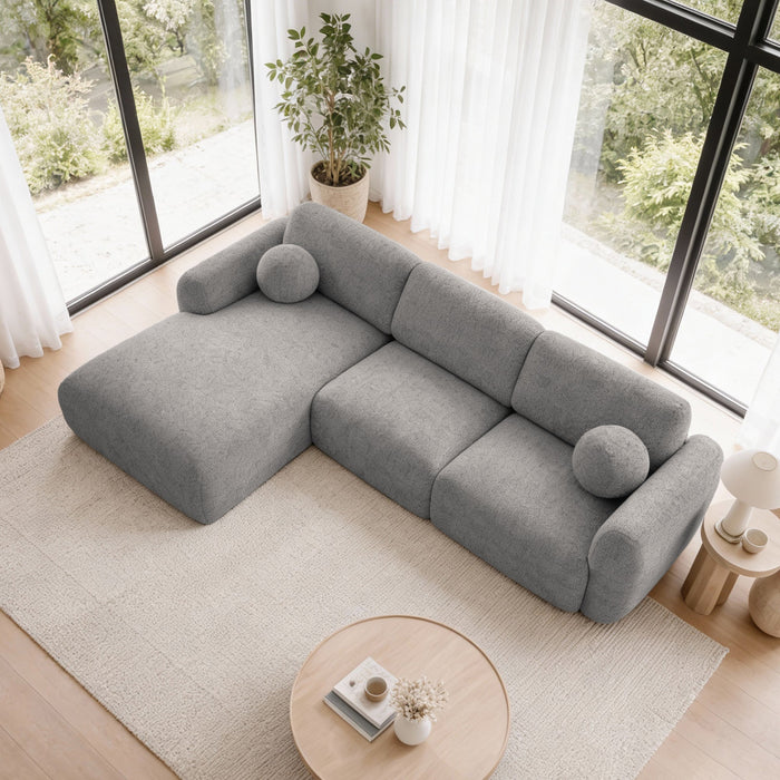 NAYLA Canapé d'angle en tissu gris - Angle gauche