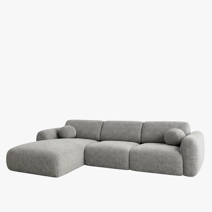 NAYLA Canapé d'angle en tissu gris - Angle gauche