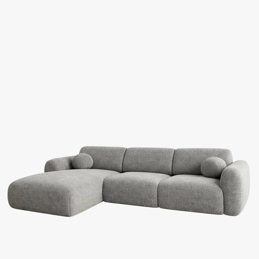 NAYLA Canapé d'angle en tissu gris - Angle gauche — aperçu vidéo