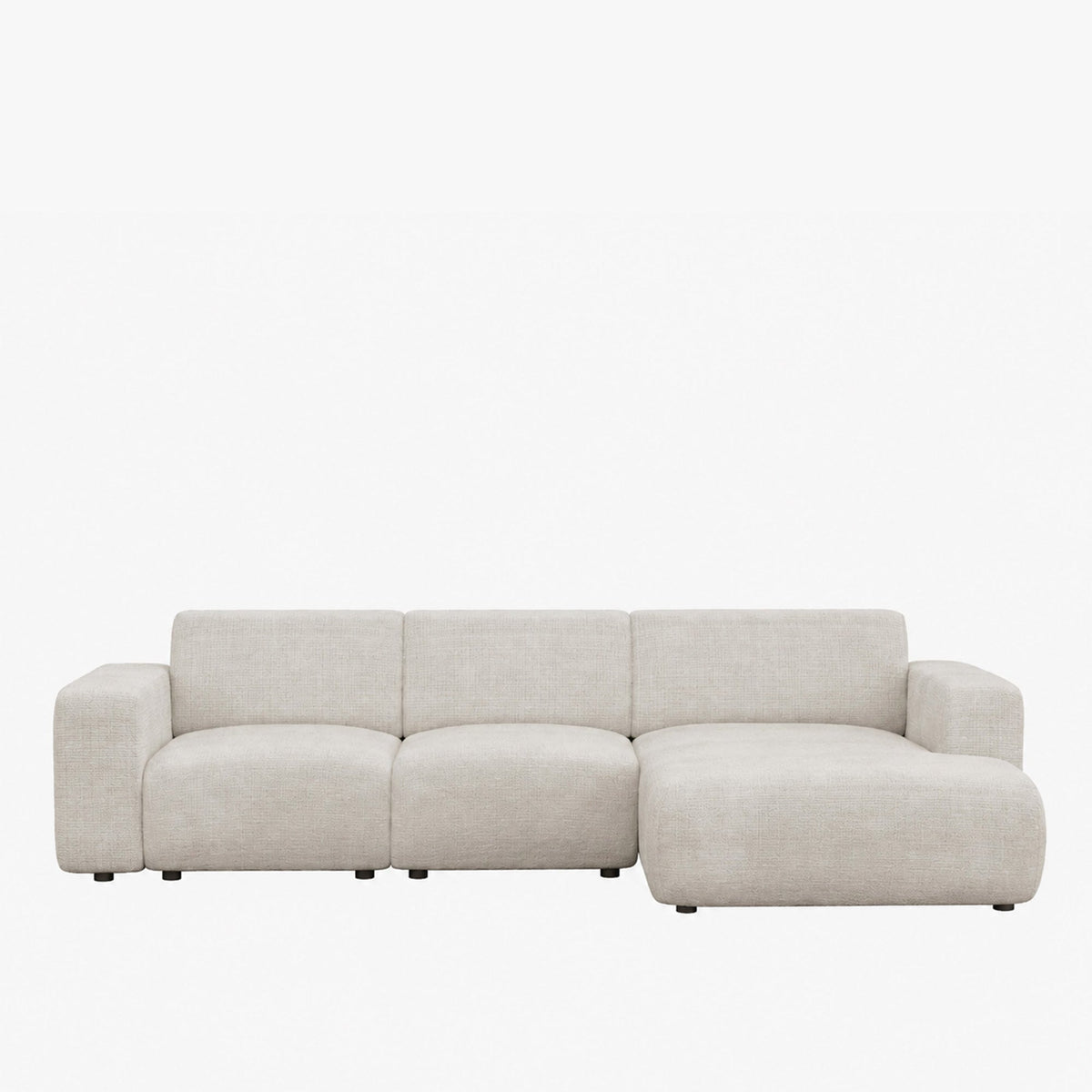 NAYVA Canapé d'angle en tissu beige - Angle droit - Canapés d'angle - Mobilier Deco