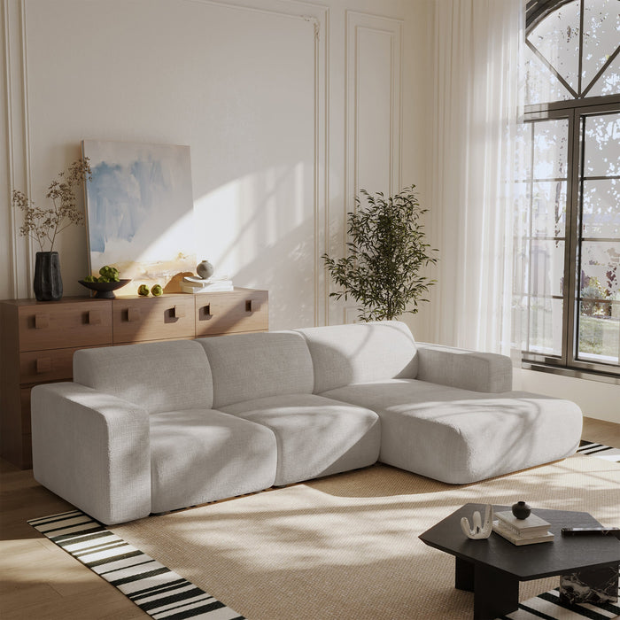 NAYVA Canapé d'angle en tissu beige - Angle droit