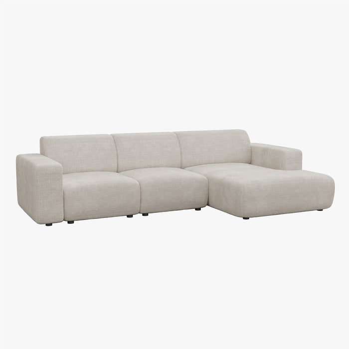 NAYVA Canapé d'angle en tissu beige - Angle droit