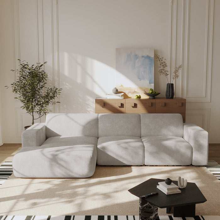 NAYVA Canapé d'angle en tissu beige - Angle gauche