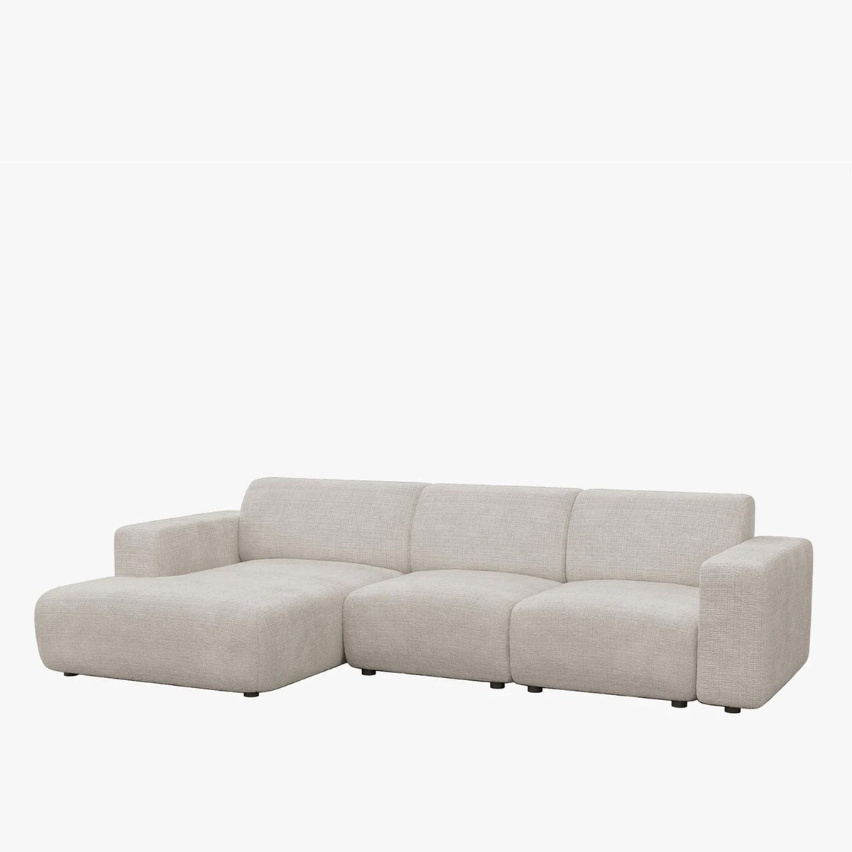 NAYVA Canapé d'angle en tissu beige - Angle gauche - Canapés d'angle - Mobilier Deco