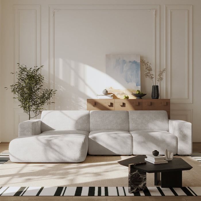 NAYVA Canapé d'angle en tissu beige - Angle gauche