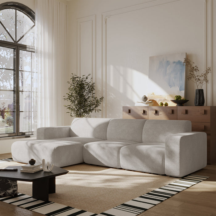 NAYVA Canapé d'angle en tissu beige - Angle gauche
