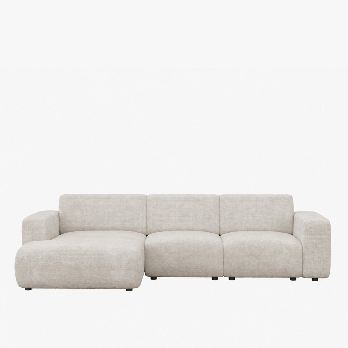 NAYVA Canapé d'angle en tissu beige - Angle gauche - Canapés d'angle - Mobilier Deco