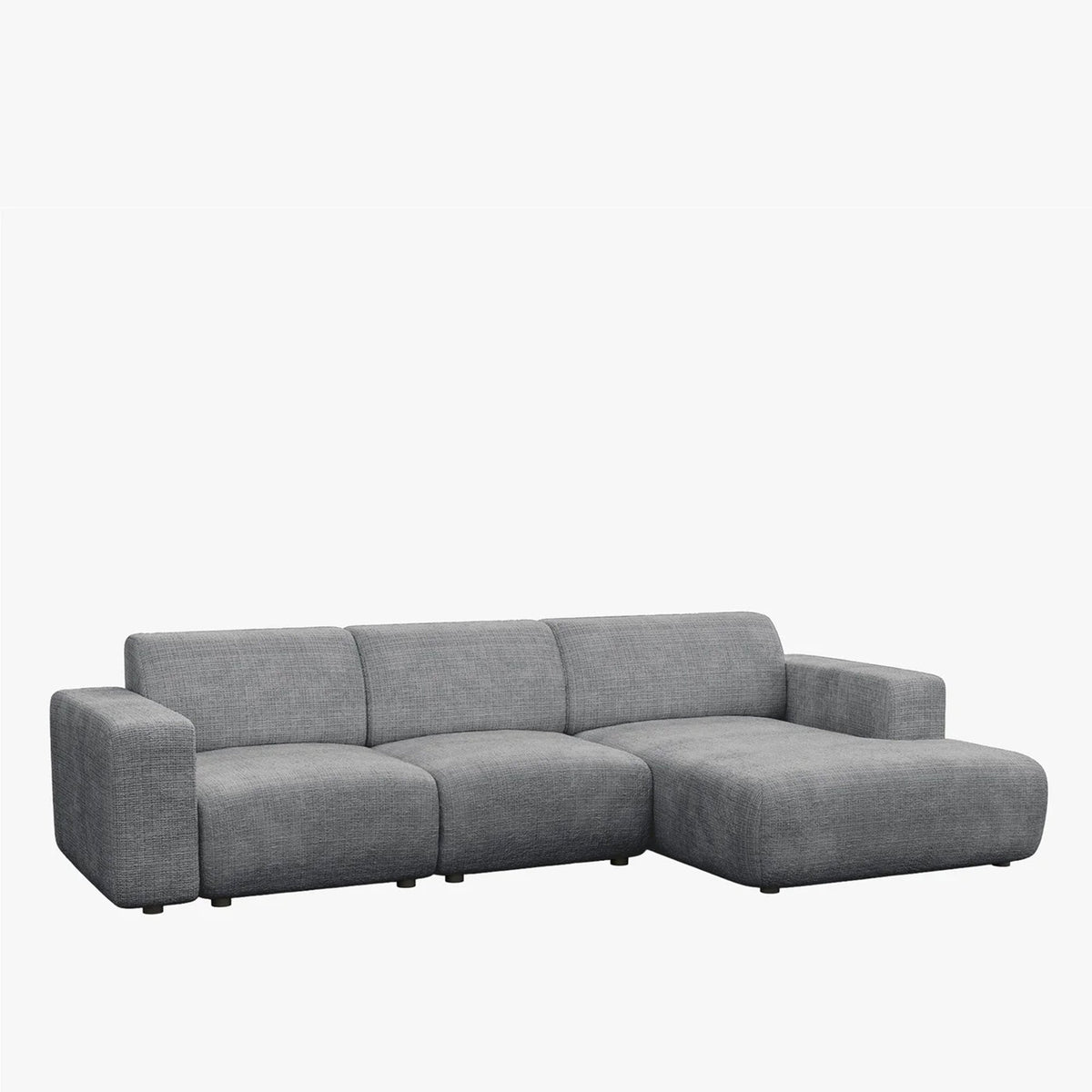 NAYVA Canapé d'angle en tissu gris - Angle droit - Canapés d'angle - Mobilier Deco