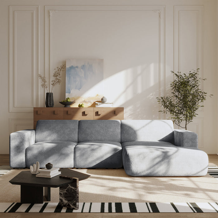 NAYVA Canapé d'angle en tissu gris - Angle droit