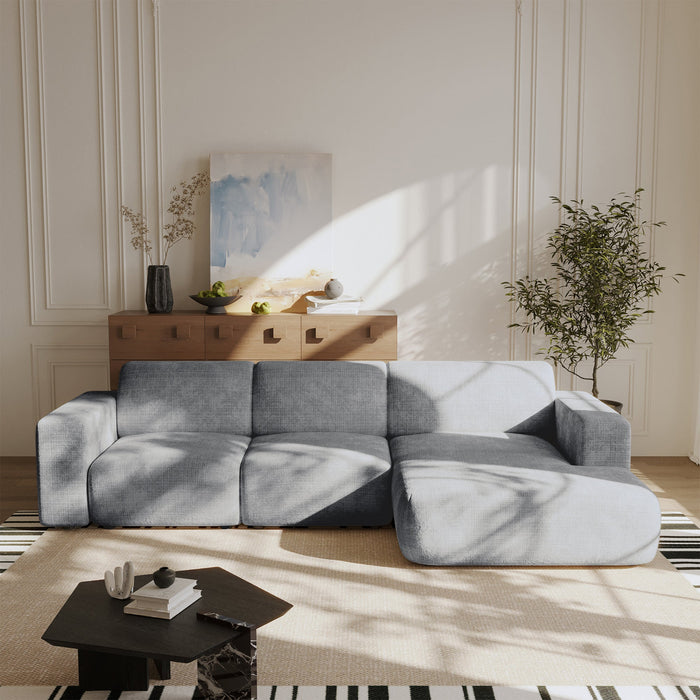 NAYVA Canapé d'angle en tissu gris - Angle droit