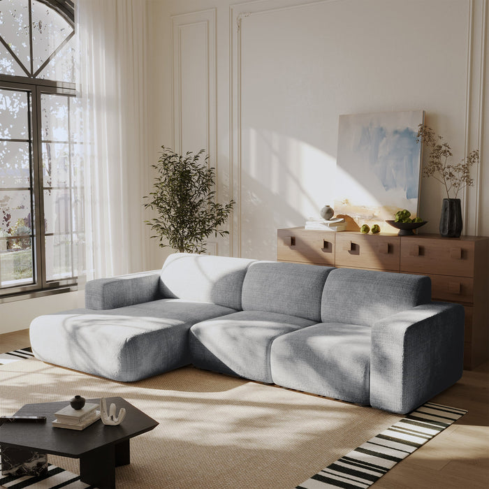 NAYVA Canapé d'angle en tissu gris - Angle gauche