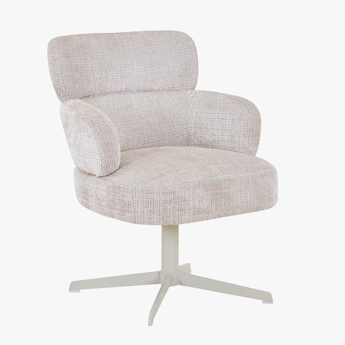 NEJYA Fauteuil en tissu beige pieds en métal gris