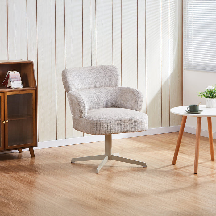 NEJYA Fauteuil en tissu beige pieds en métal gris