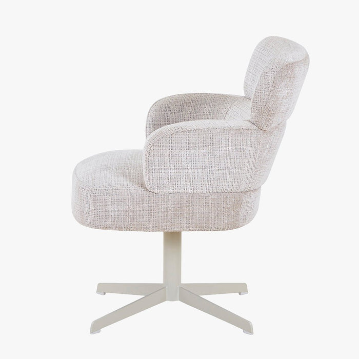 NEJYA Fauteuil en tissu beige pieds en métal gris