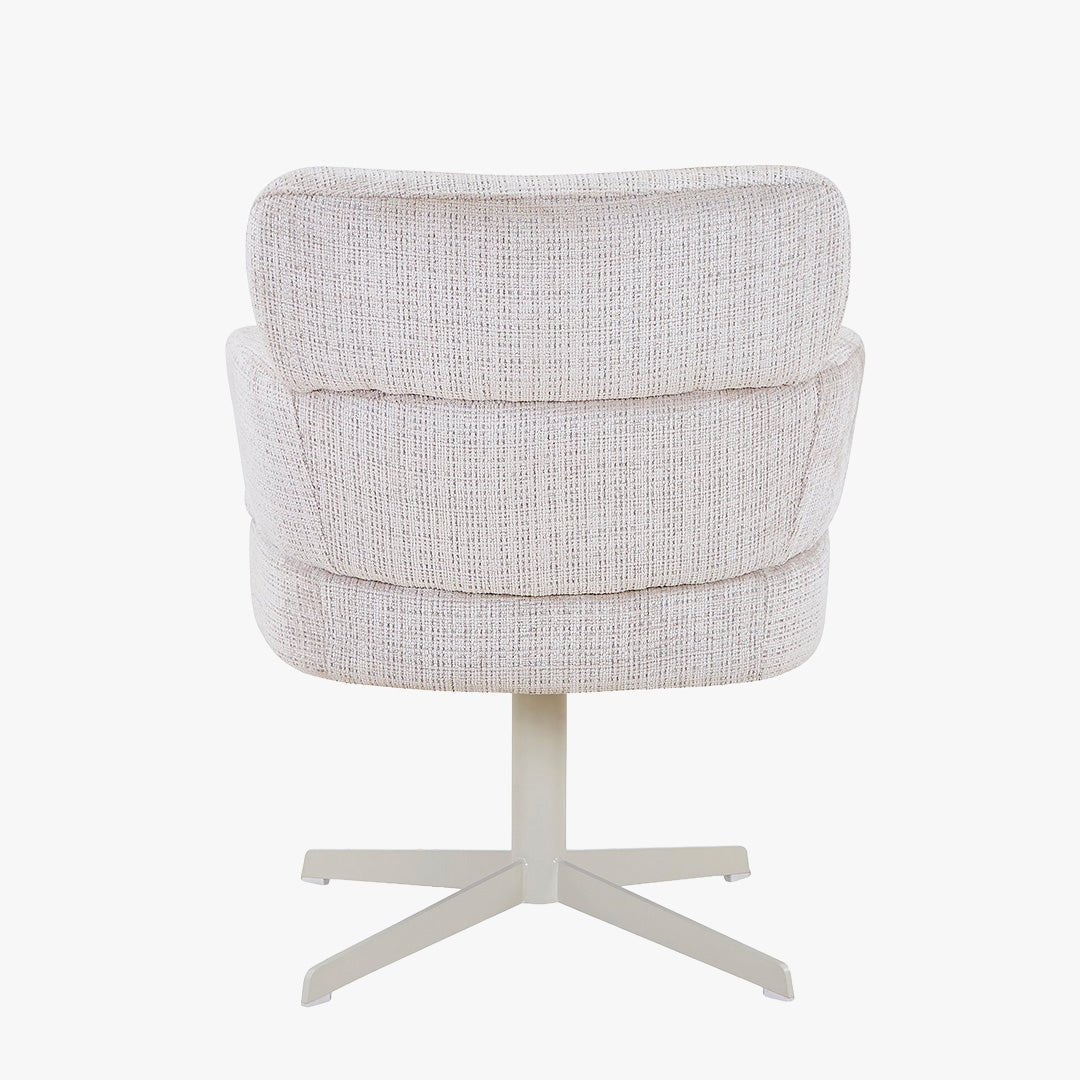 NEJYA Fauteuil en tissu beige pieds en métal gris - Chaise de repas - Mobilier Deco
