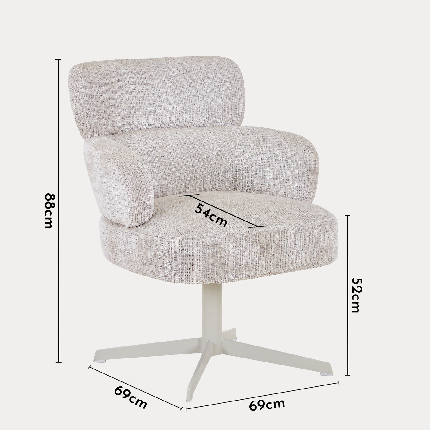 NEJYA Fauteuil en tissu beige pieds en métal gris