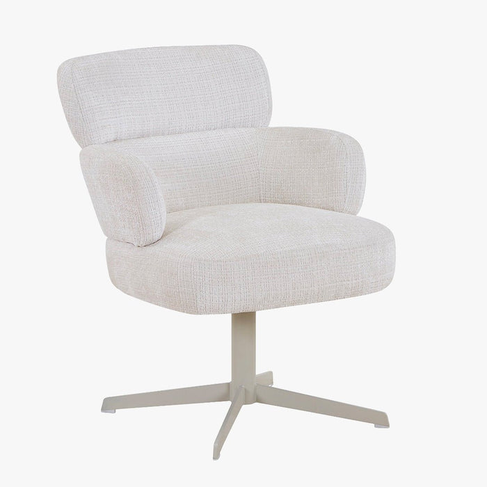 NEJYA Fauteuil en tissu blanc écru pieds en métal gris